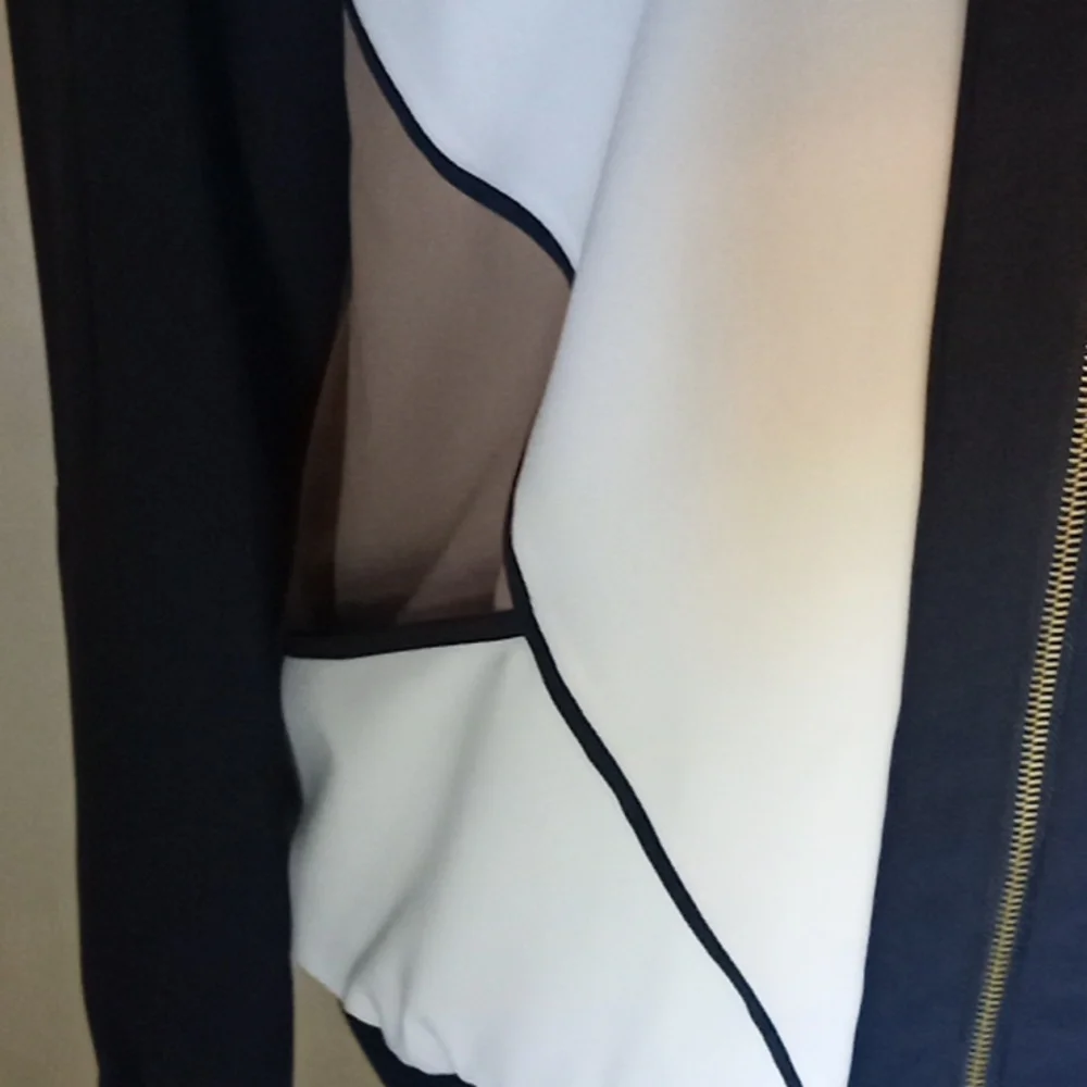 Adrienne Vittadini Midnight Blue Crepe Colorblock Jacket Sz S - Picture 4 of 6